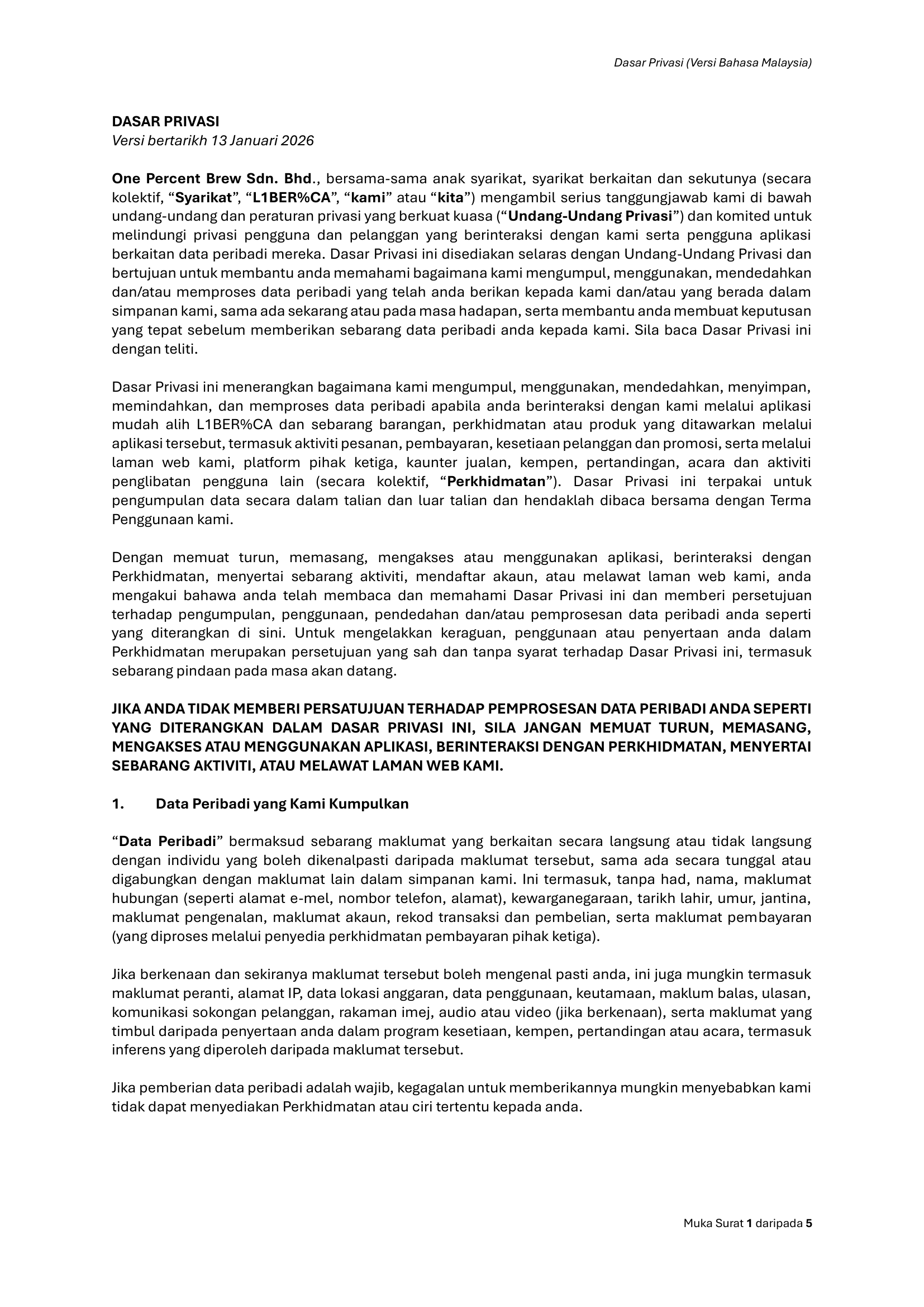 Privacy Policy BM Page 1