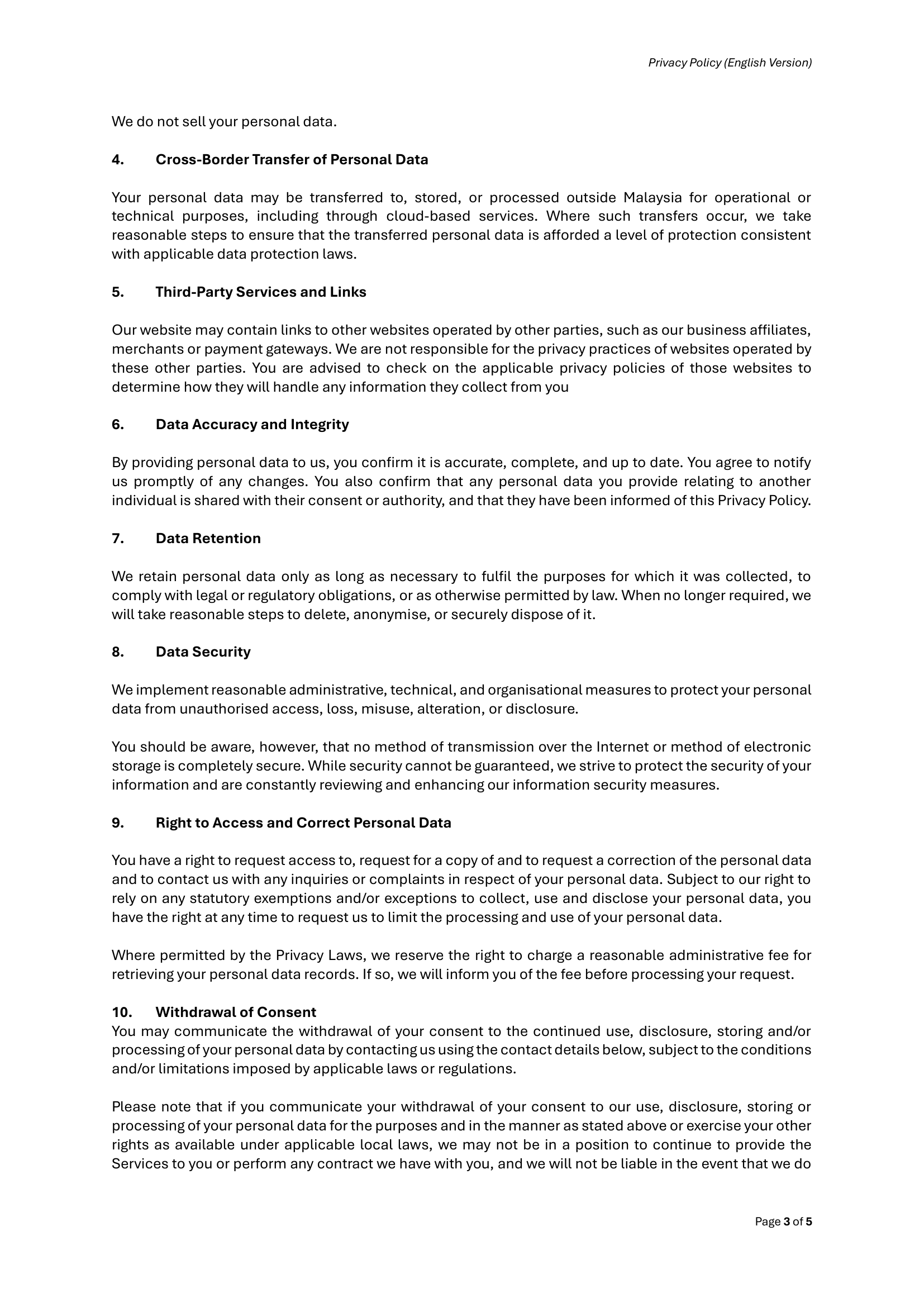 Privacy Policy English Page 3