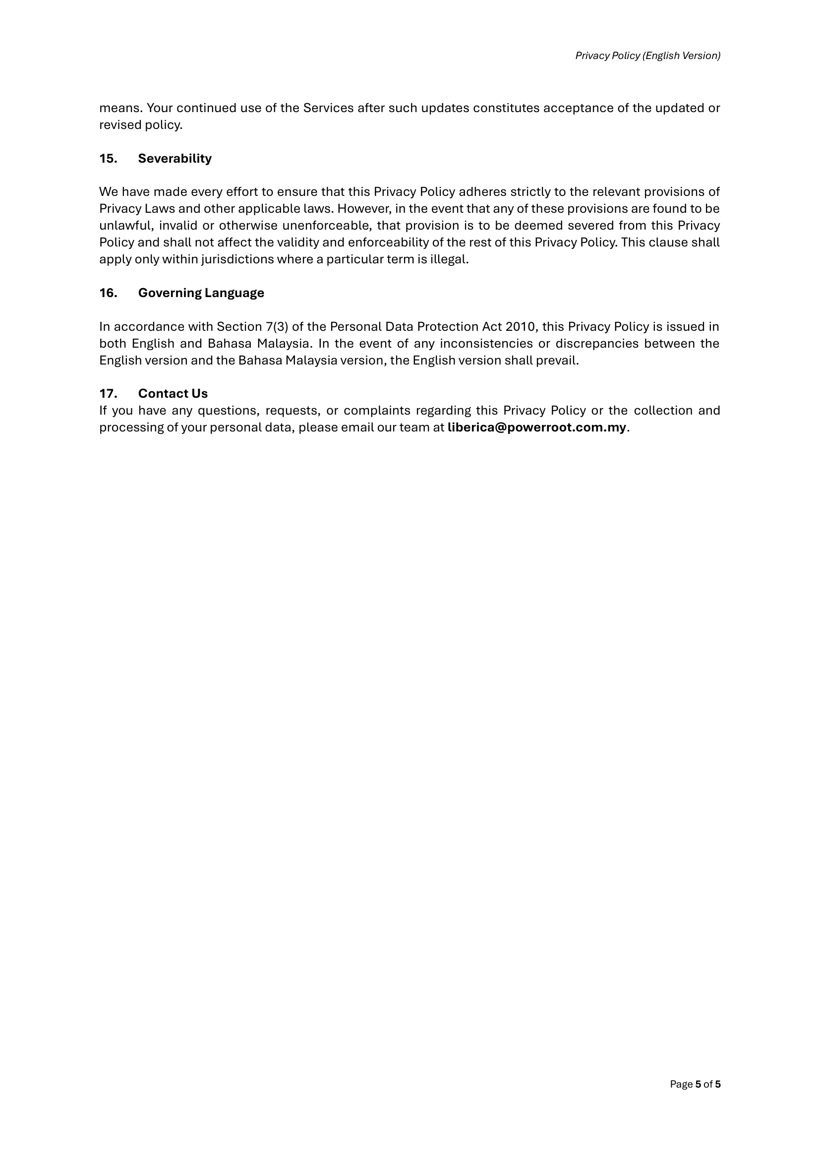Privacy Policy English Page 5